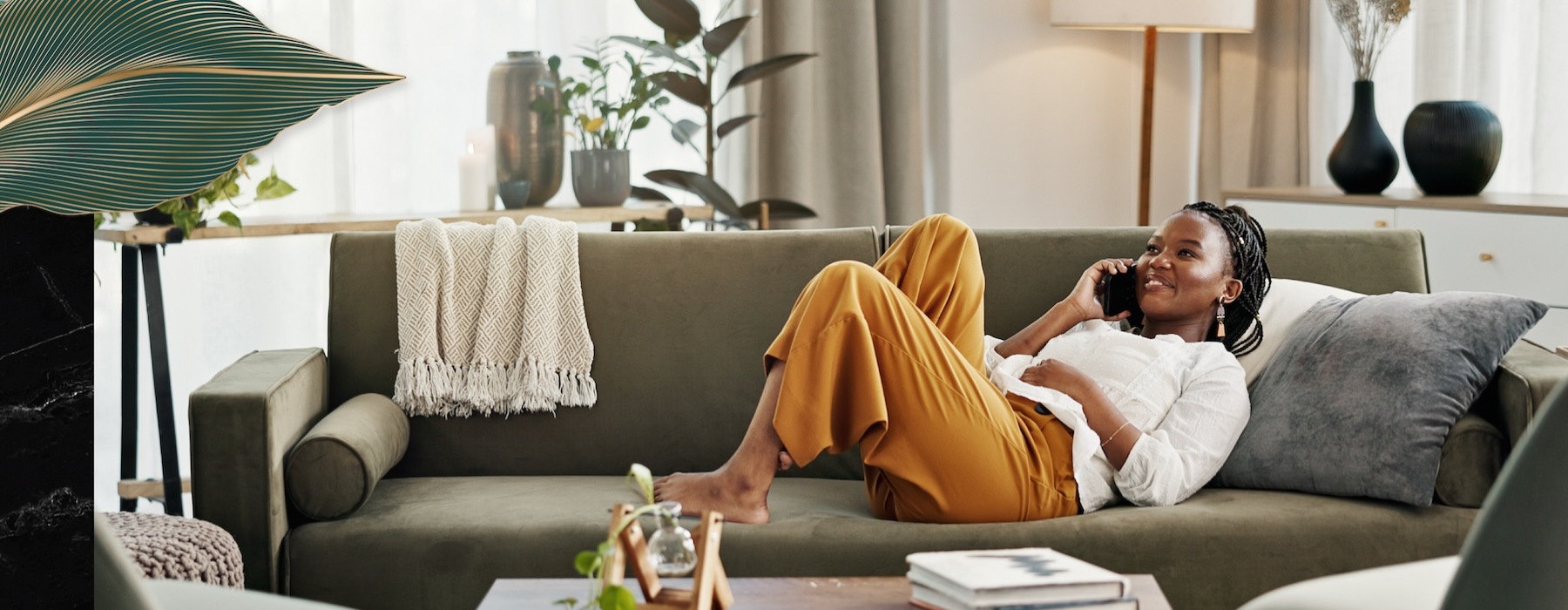 a person lying on a couch